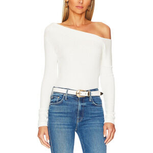 Enza Costa Sweater Knit 'Slouch' White Off Shoulder Sweater Size XS